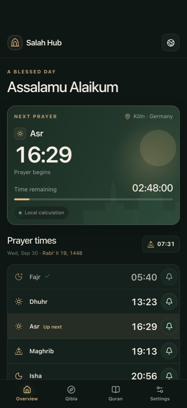 Calculated times