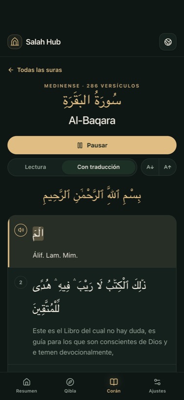 Recitación con resaltado de palabras